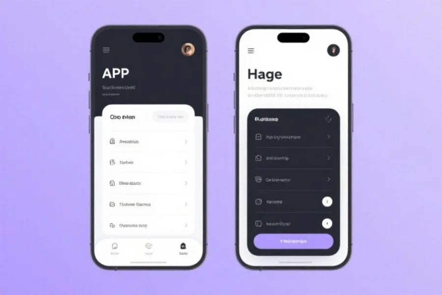 现代风格的移动应用界面，展示APP简洁的首页和易于导航的选项菜单